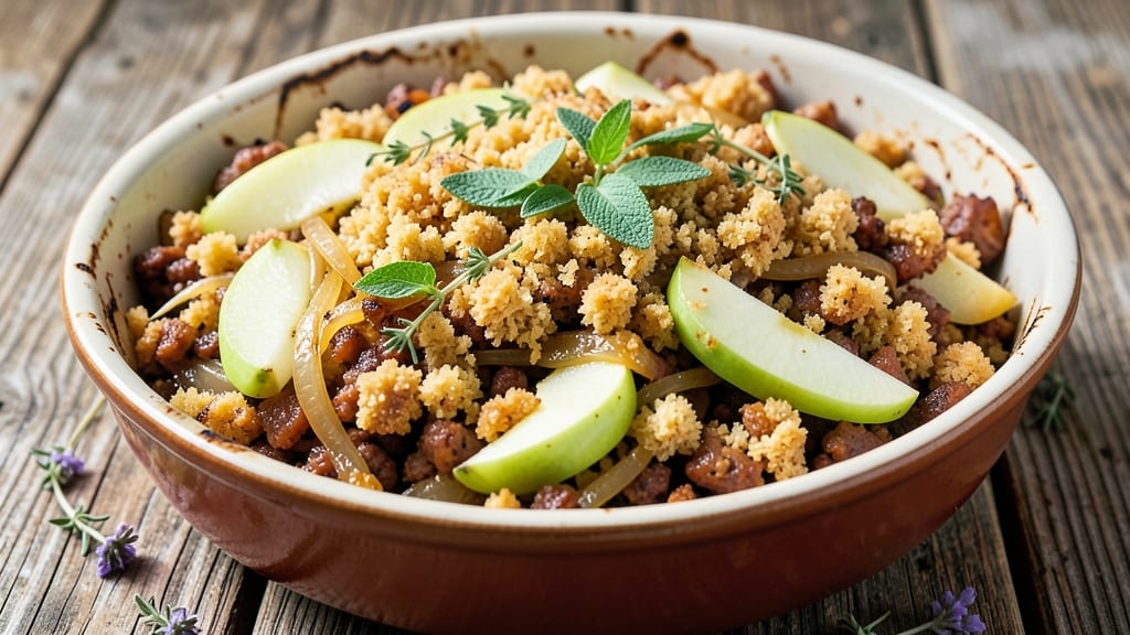 Apple and Sausage Cornbread Stuffing Recipe: Smoky-Sweet Crunch With Juicy Sausage Bites
