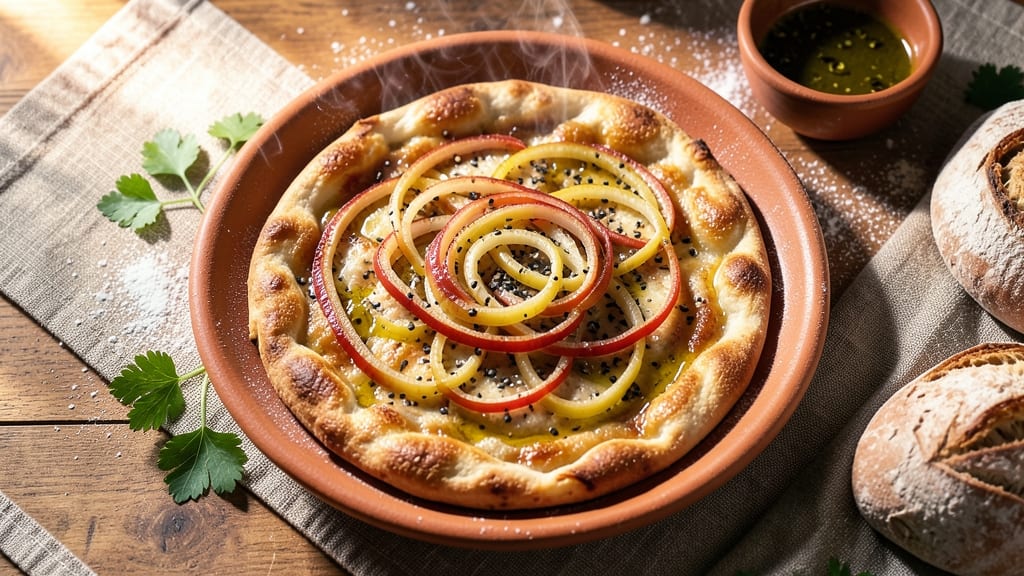Algerian Matlouh Bread Recipe: Flaky Layers Stuffed With Spiced Onions